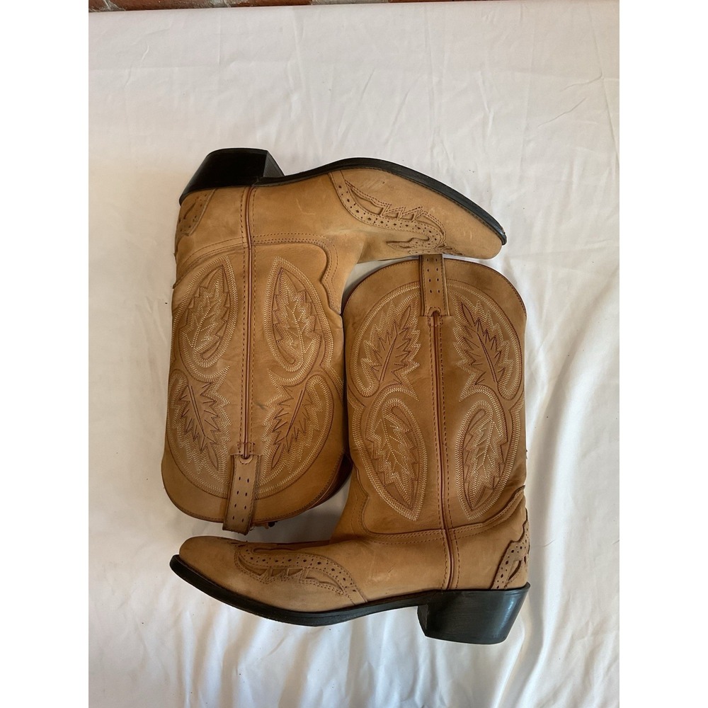 Road Wolf Women's Leather Cowboy Boots Tan Brown Western Sz 8.5